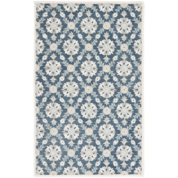 SAFAVIEH Martha Stewart Tufted Diamond Area Rug, Blue/Ivory, 8' x 10'