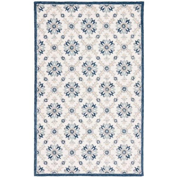 SAFAVIEH Martha Stewart Tufted Diamond Area Rug, Ivory/Blue, 5' x 8'