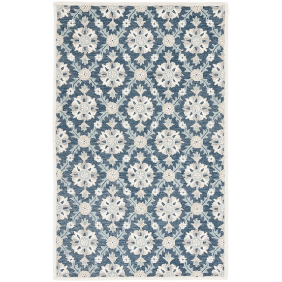 SAFAVIEH Martha Stewart Tufted Jada Diamond Area Rug, Blue/Ivory, 3' x 5'
