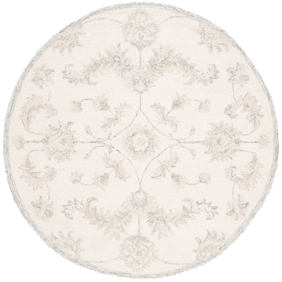 SAFAVIEH Martha Stewart Tufted Luka Floral Area Rug, Ivory/Sage, 6' x 6' Round