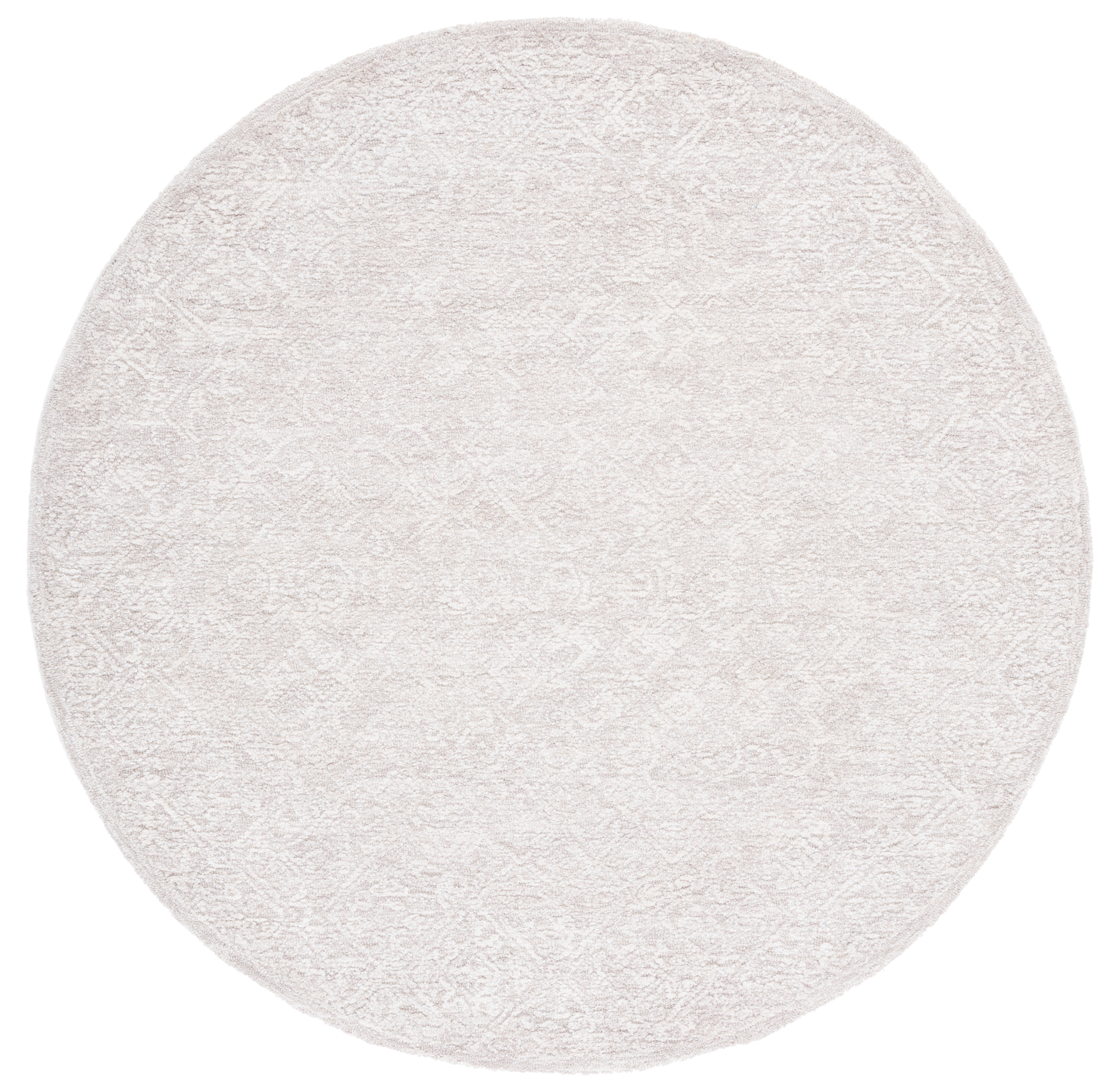 Handmade Light Grey/Taupe Round Wool and Viscose Rug