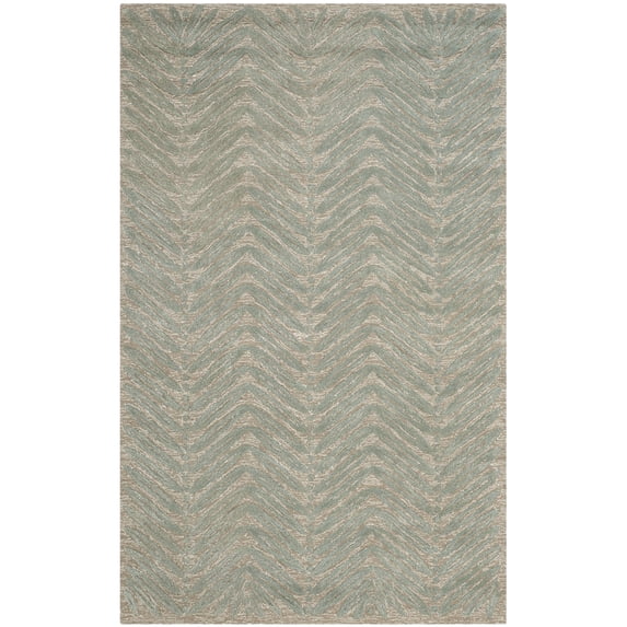 SAFAVIEH Martha Stewart Urban Chevron Floral Area Rug, Blue Fir, 9'6" x 13'6"