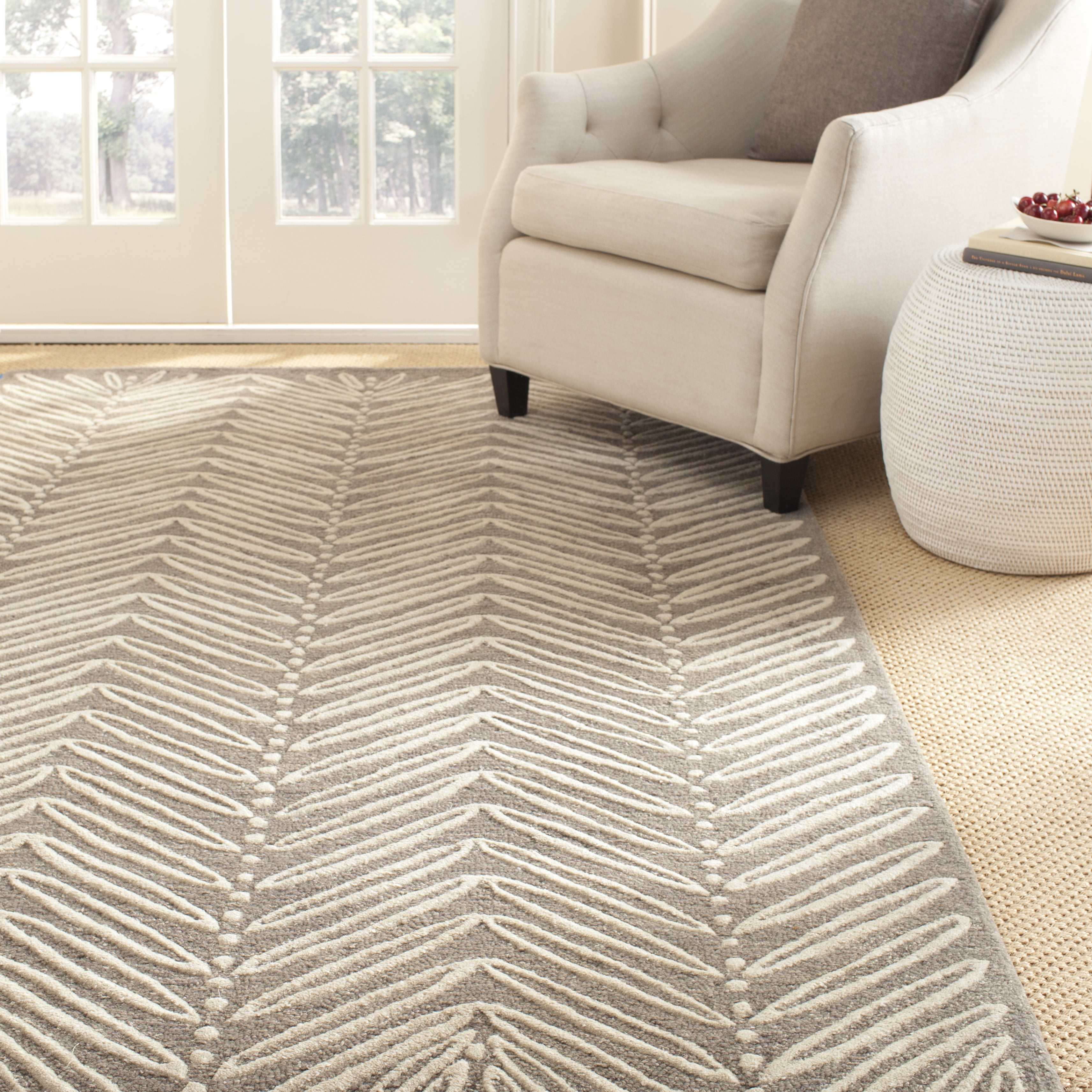 Gray Handmade Tufted Wool and Viscose Rug, 30" x 5"