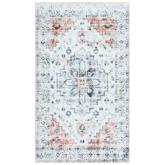 SAFAVIEH Martha Stewart Vanessa Medallion Machine Washable Area Rug, Sage/Light Rust, 3' x 5'