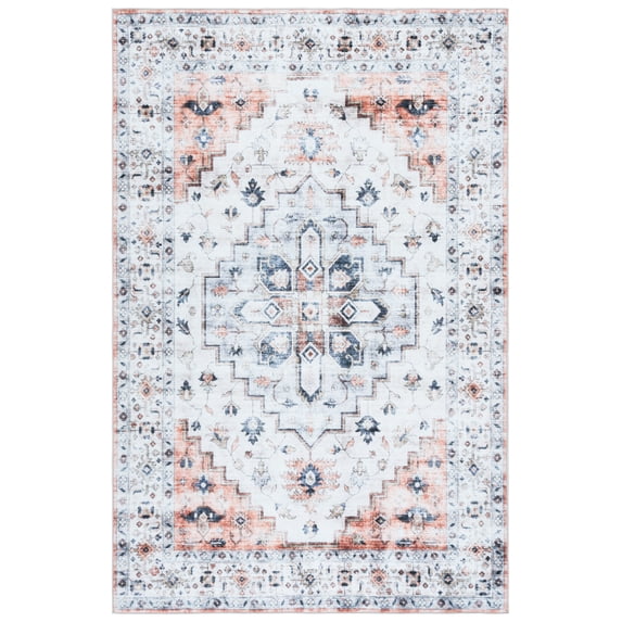 SAFAVIEH Martha Stewart Vanessa Medallion Machine Washable Area Rug, Sage/Light Rust, 4' x 6'