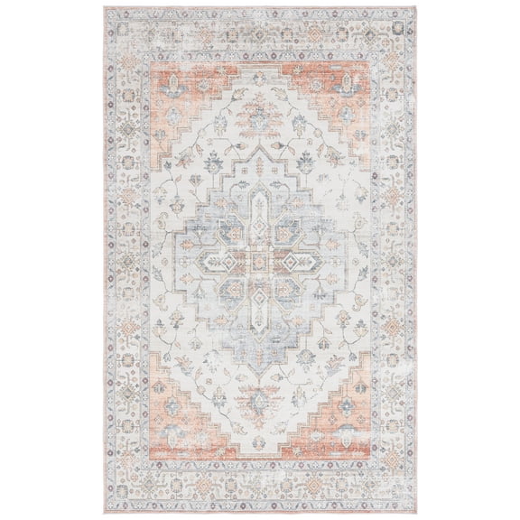 SAFAVIEH Martha Stewart Vanessa Medallion Machine Washable Area Rug, Sage/Light Rust, 5' x 7'