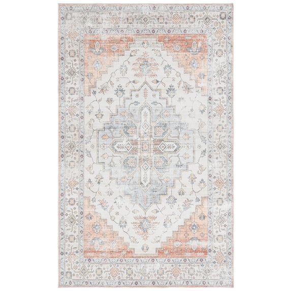 SAFAVIEH Martha Stewart Vanessa Medallion Machine Washable Area Rug, Sage/Light Rust, 5' x 7'