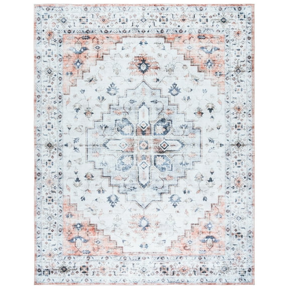 SAFAVIEH Martha Stewart Vanessa Medallion Machine Washable Area Rug, Sage/Light Rust, 8' x 10'
