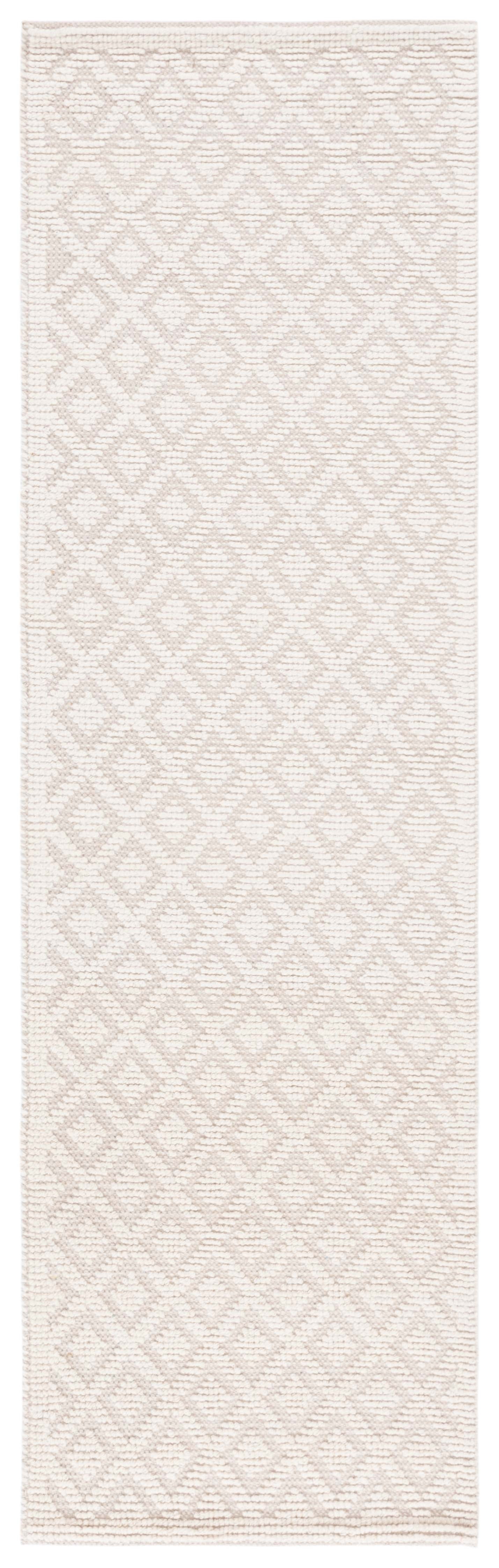 Ivory Geometric Tufted Wool Runner Rug 2'3" x 8'