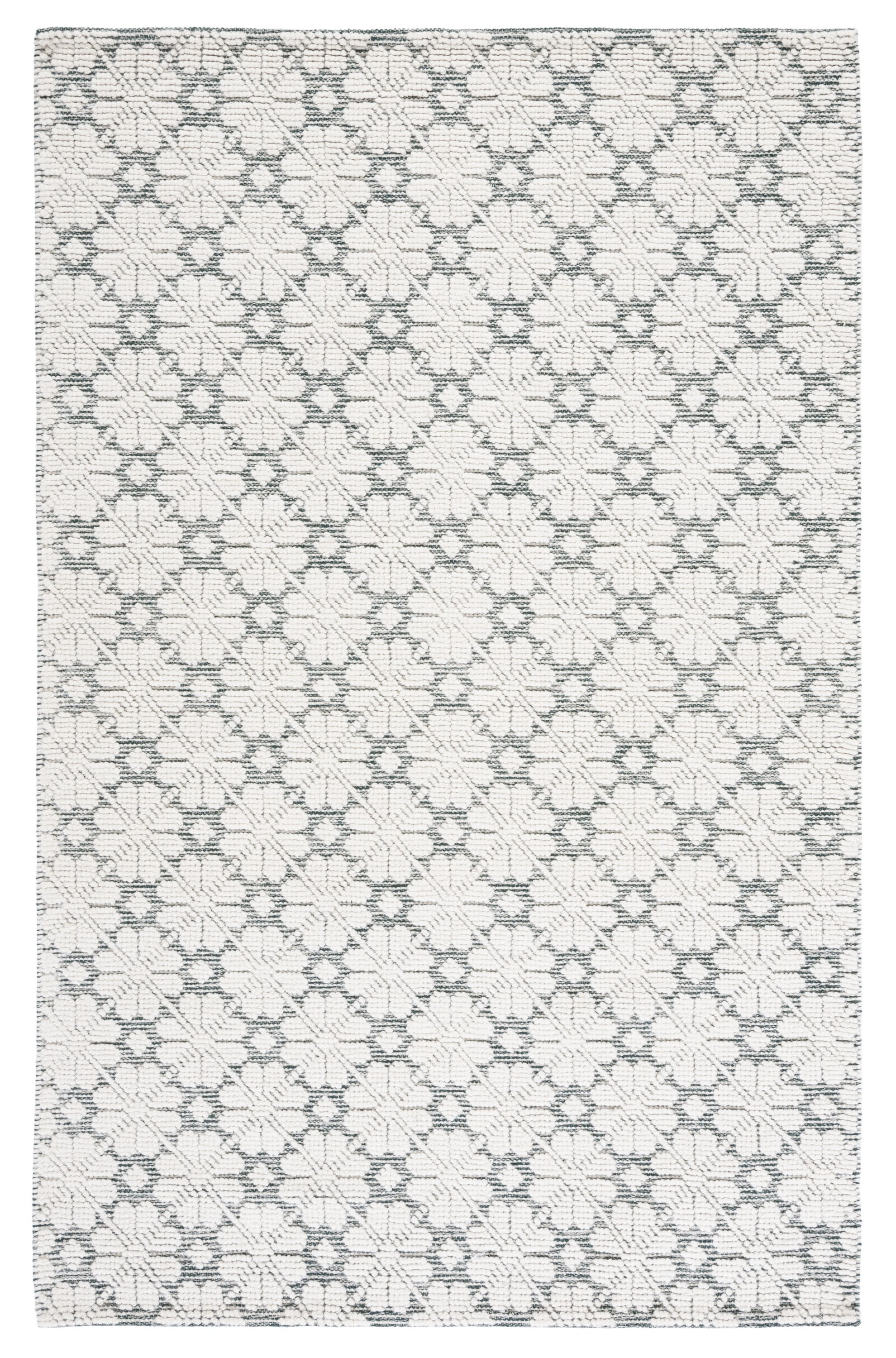 Handmade Ivory and Green Wool 9' x 12' Area Rug