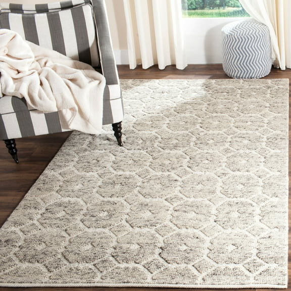 SAFAVIEH Martha Stewart Vermont Geometric Circles Ru Area Rug, Grey/Ivory, 4' x 6'