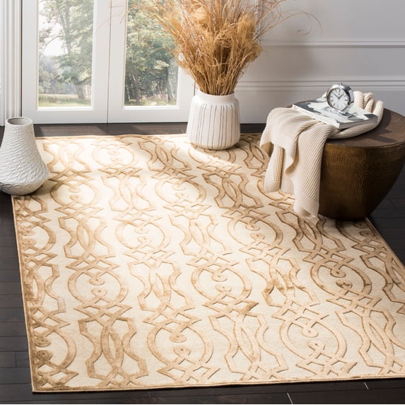 SAFAVIEH Martha Stewart Villa Screen Geometric Area Rug, Hickory, 4' x 5'7"