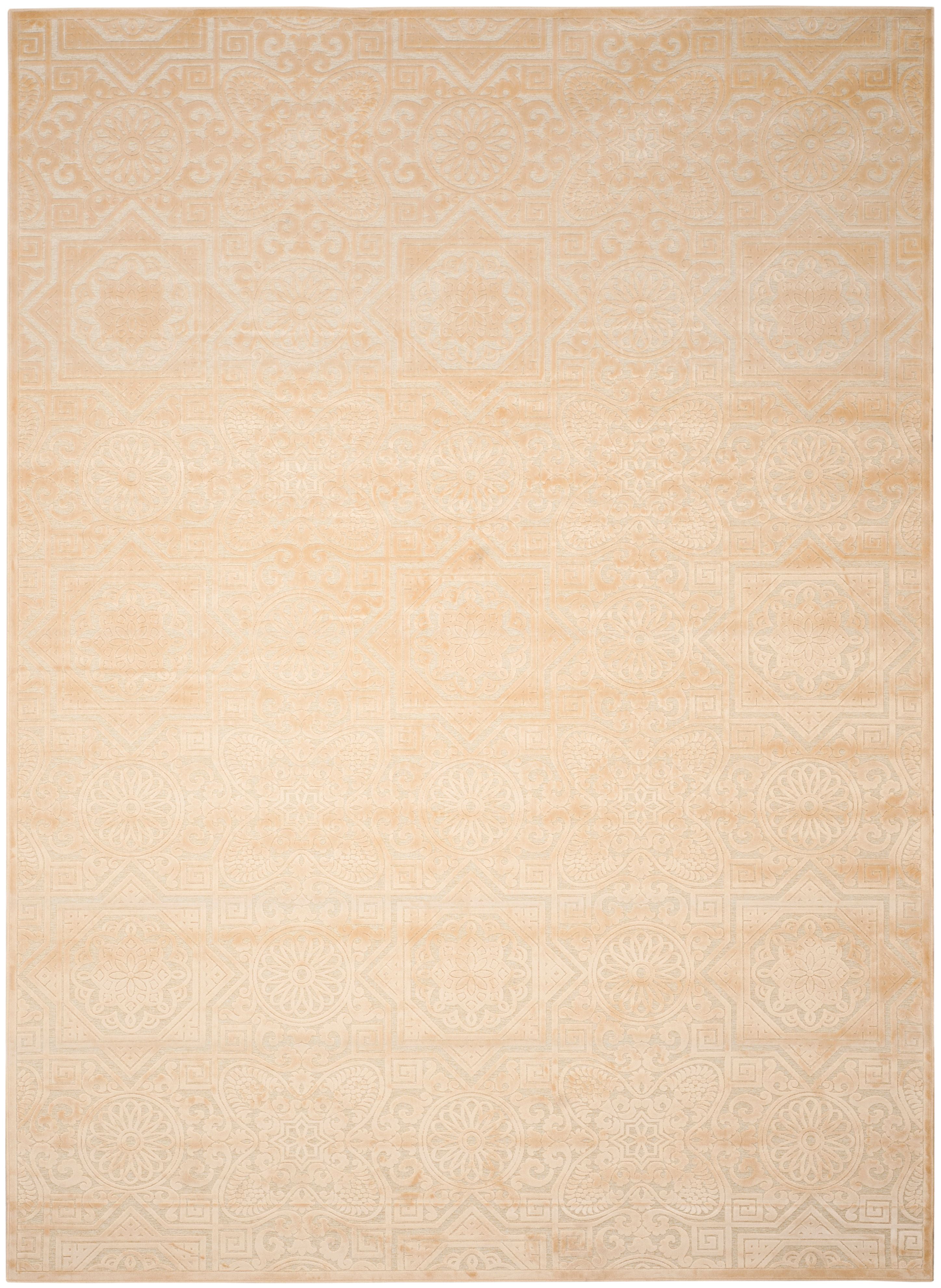 Handmade Tufted Creme Wool and Viscose Area Rug