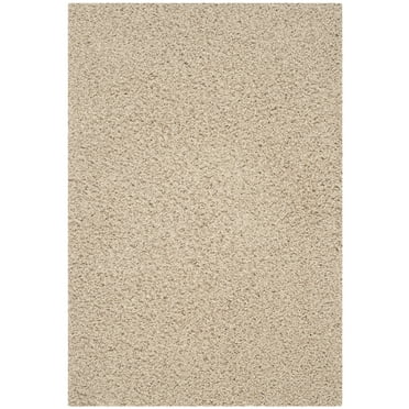 SAFAVIEH Martina Solid Sheep Polyester Shag Area Rug, Beige, 4' x 6'