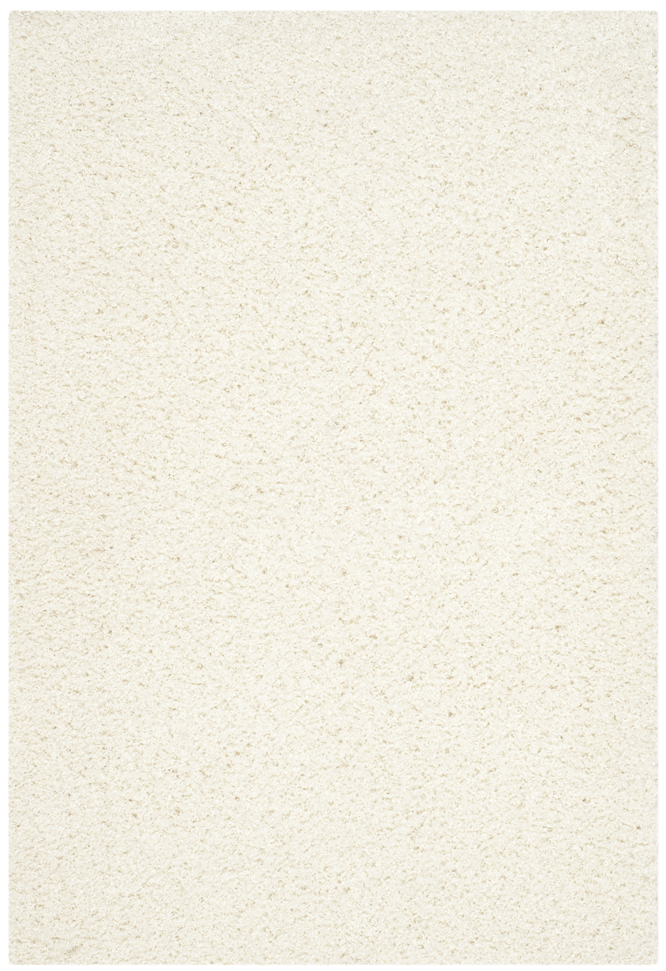 Plush Athens White Shag Area Rug, Hand-Knotted 4' x 6'