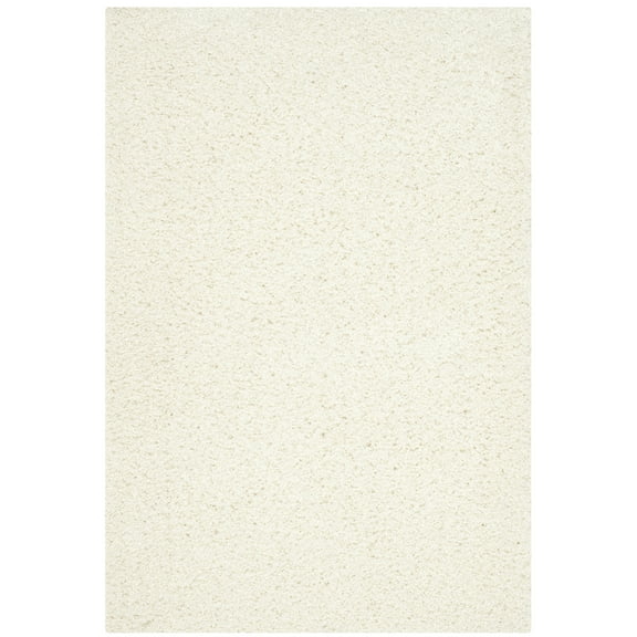 SAFAVIEH Martina Solid Sheep Polyester Shag Area Rug, Ivory, 5' x 8'