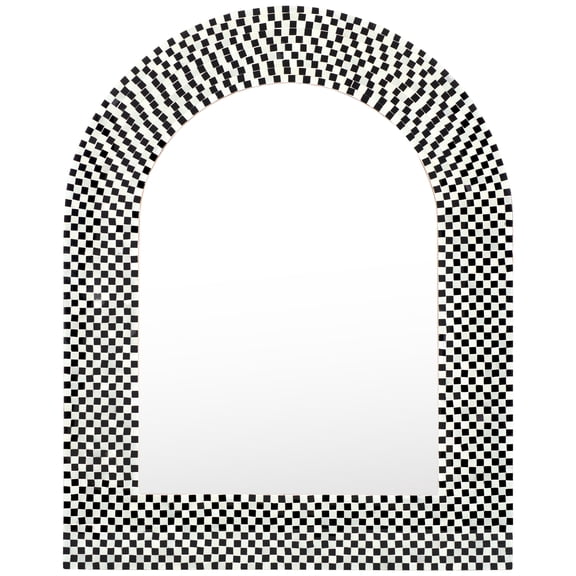 SAFAVIEH Martini 30" x 24" Black/White Glam Wall Mirror
