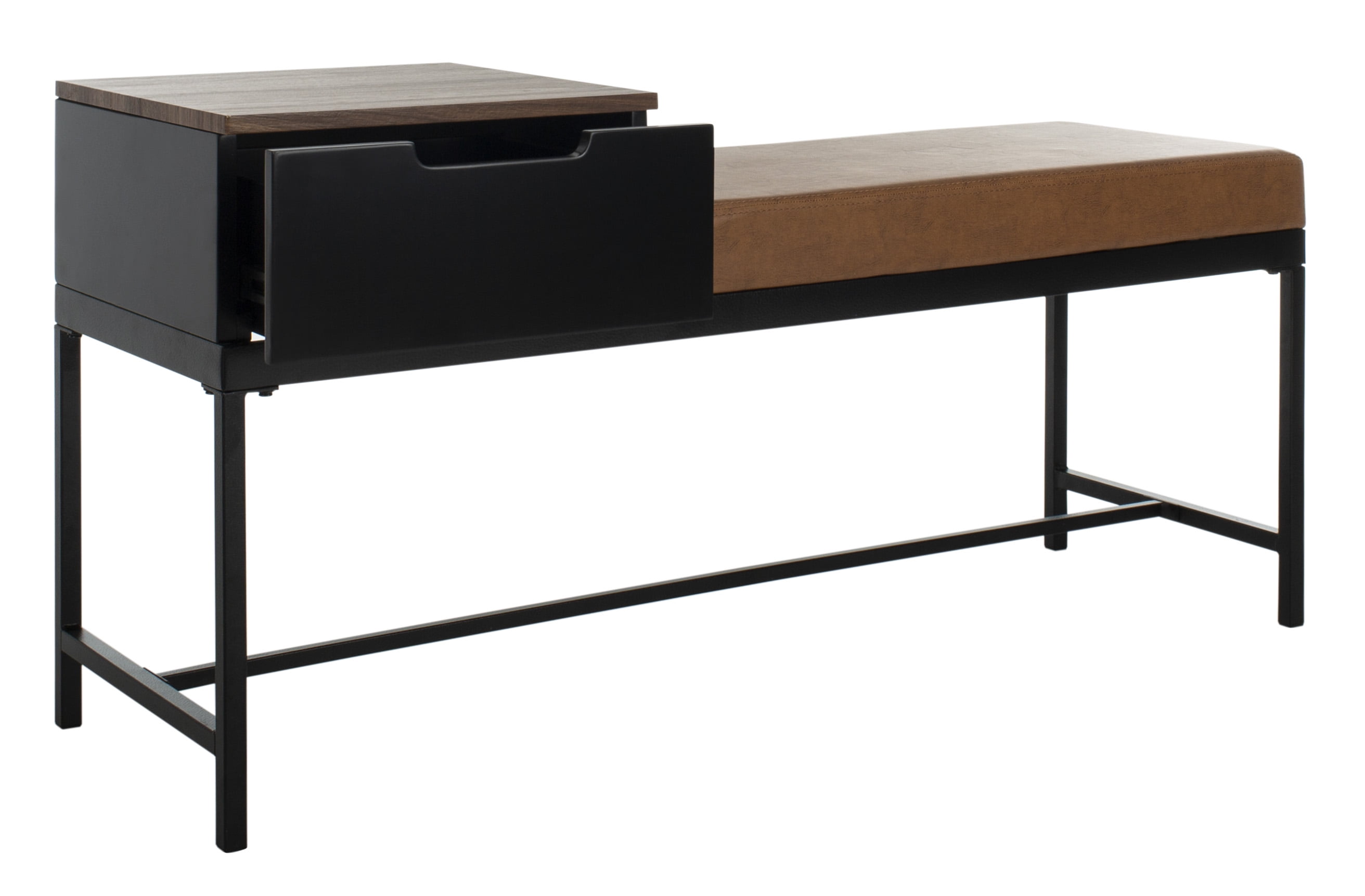 Transitional Maruka 47" Storage Bench in Black and Brown