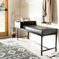thumbnail image 1 of SAFAVIEH Maruka Upholstered Bench with Pull-Out Drawer, Lt Brown/Grey, 1 of 13