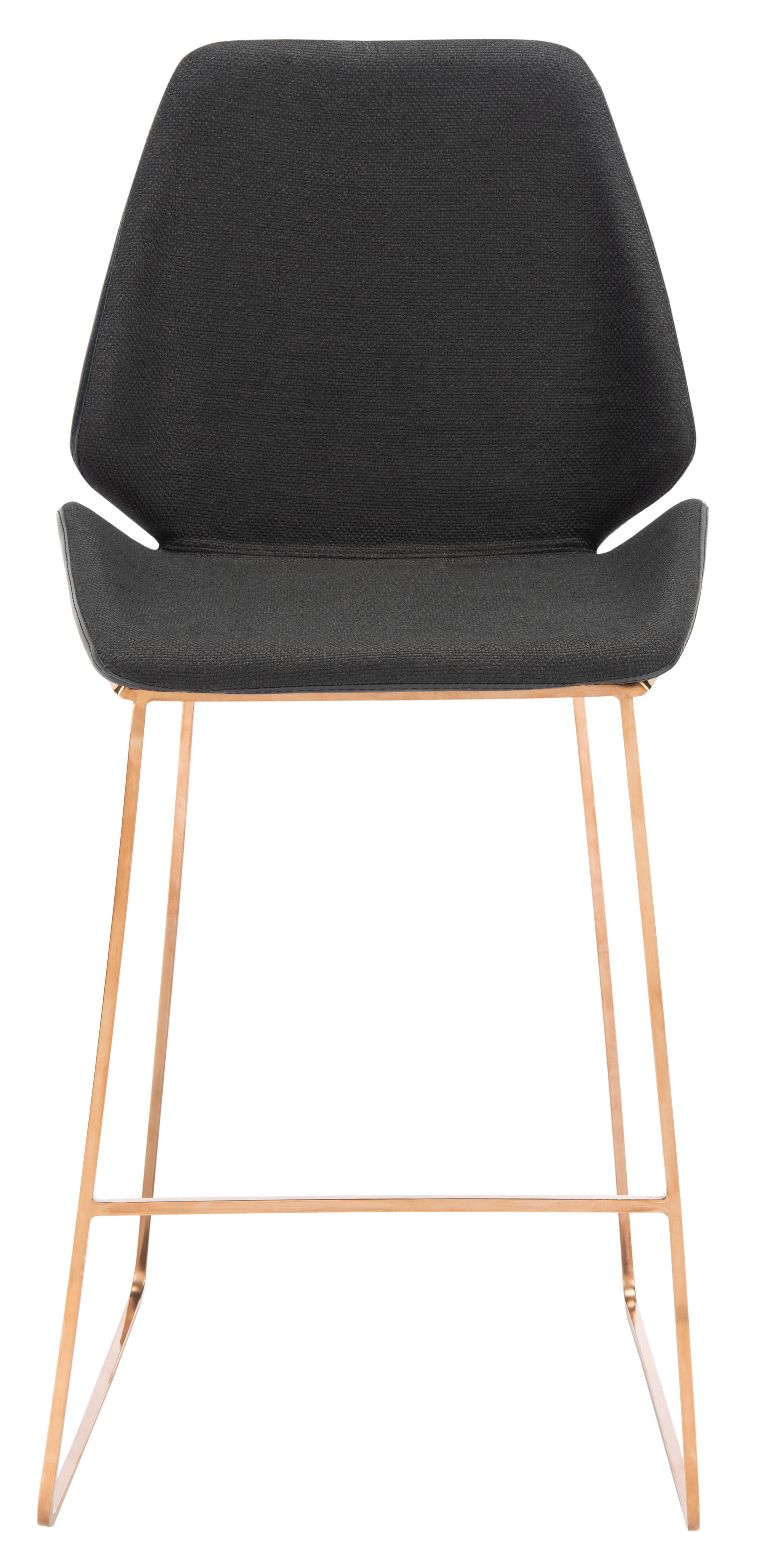 Saddle Style Black Leather Counter Stool with Gold Metal Frame