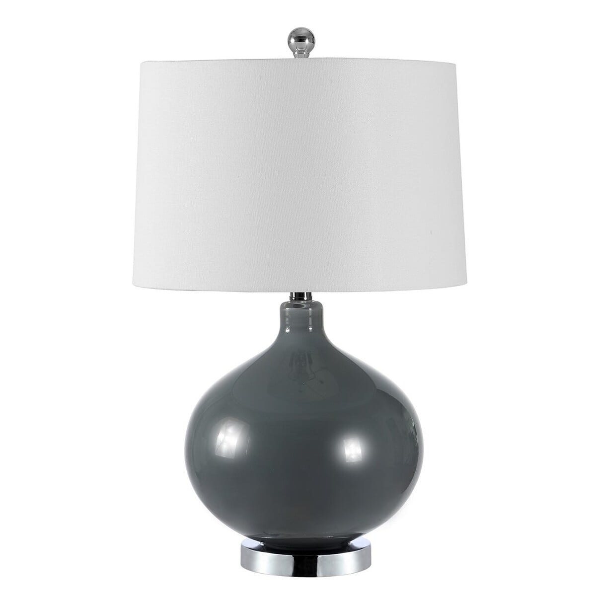 Masera 25-inch Grey Glass Table Lamp Set with USB Ports