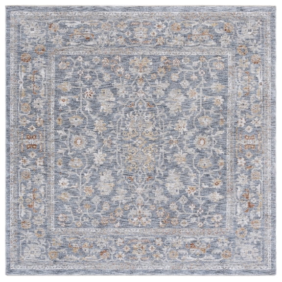 SAFAVIEH Mason Aaliyah Medallion Polyester Area Rug, Blue/Beige, 6'3" x 6'3" Square