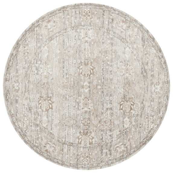 SAFAVIEH Mason Alphonse Medallion Polyester Area Rug, Beige/Dark Gray, 6'3" x 6'3" Round