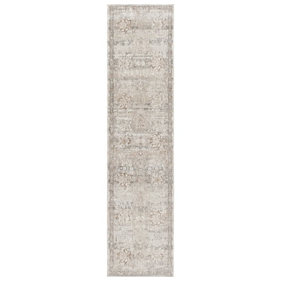 SAFAVIEH Mason Alphonse Medallion Polyester Runner Rug, Beige/Dark Gray, 2' x 8'