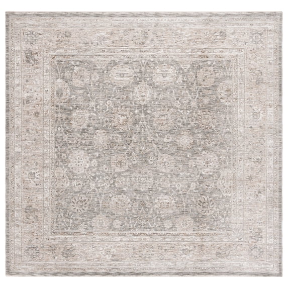 SAFAVIEH Mason Mansel Medallion Polyester Area Rug, Beige/Dark Gray Ivory, 6'3" x 6'3" Square