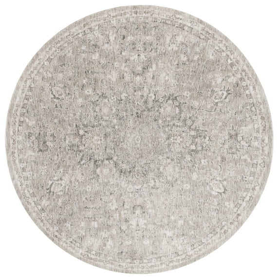 SAFAVIEH Mason Mia Medallion Polyester Area Rug, Beige/Dark Gray, 6'3" x 6'3" Round