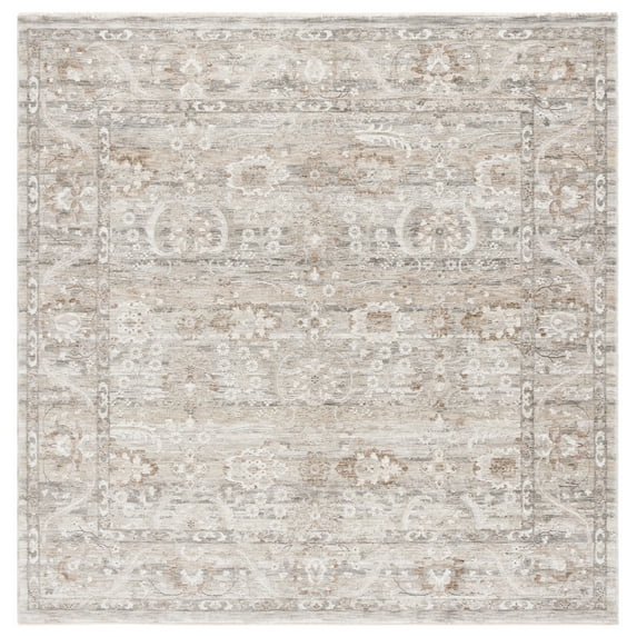 SAFAVIEH Mason Raeyln Medallion Polyester Area Rug, Gray/Beige, 6'3" x 6'3" Square
