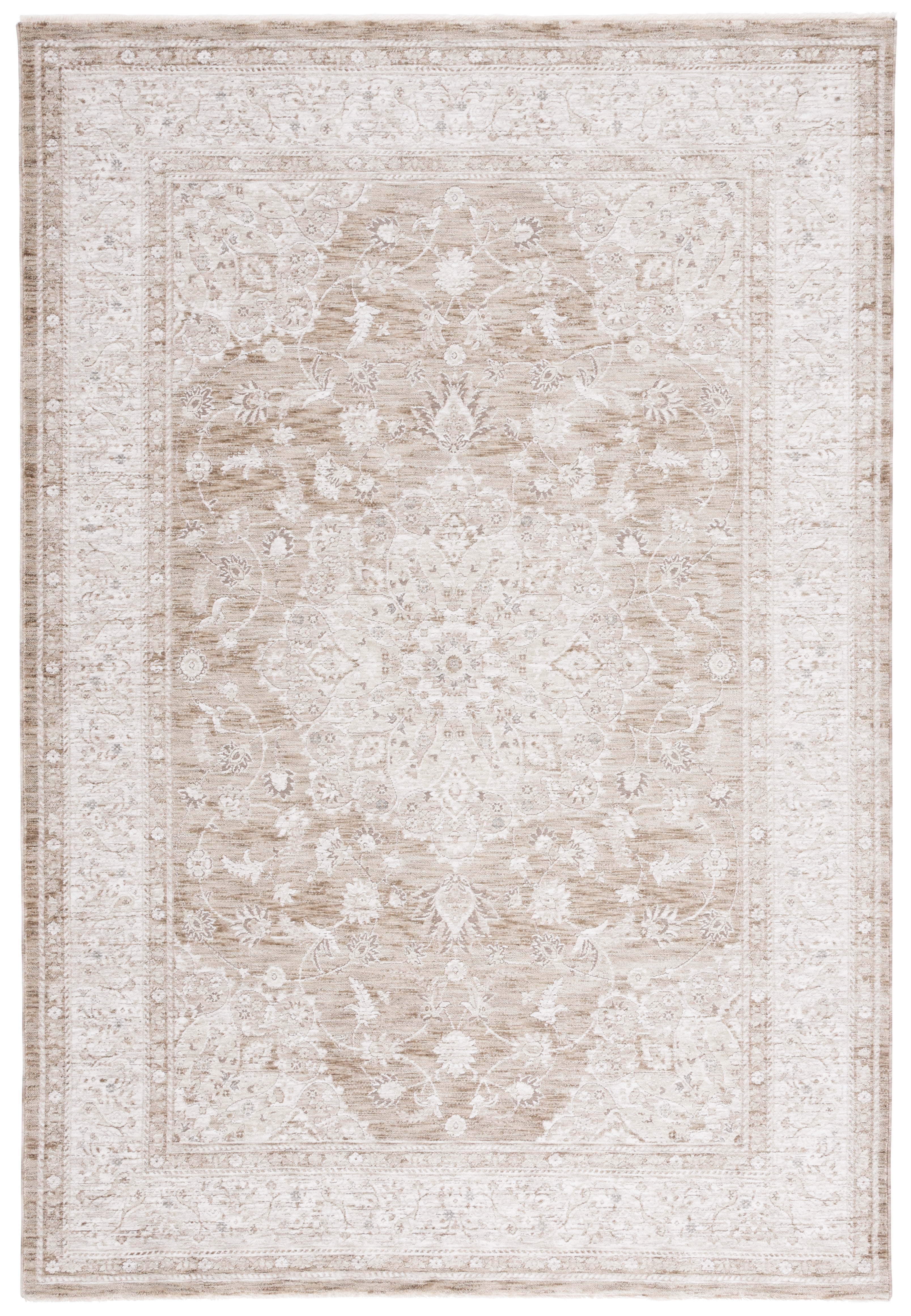 Mason 90" x 63" Beige and Green Wool Area Rug