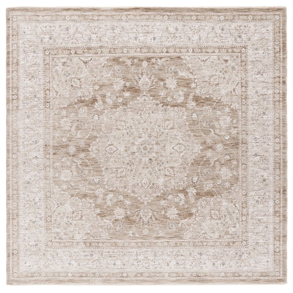SAFAVIEH Mason Winslow Medallion Polyester Area Rug, Beige/Green, 6'3" x 6'3" Square