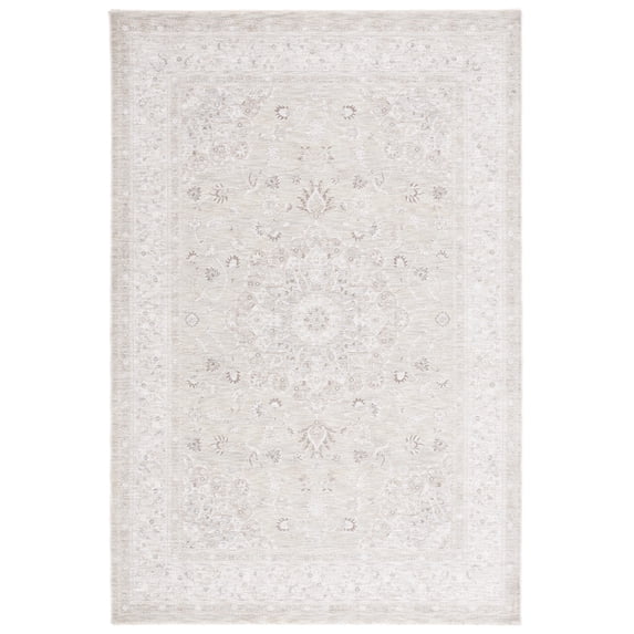 SAFAVIEH Mason Winslow Medallion Polyester Area Rug, Light Gray/Green, 4' x 6'