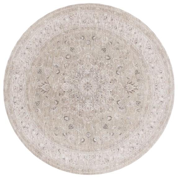 SAFAVIEH Mason Winslow Medallion Polyester Area Rug, Light Gray/Green, 6'3" x 6'3" Round