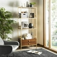 thumbnail image 1 of SAFAVIEH Mateo 4 Tier 1 Drawer Etagere, Gold/Walnut, 1 of 13