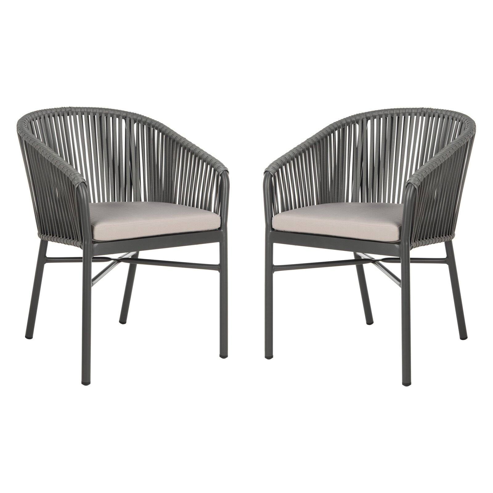 SAFAVIEH Matteo Stackable Outdoor Patio Rope Chair Grey Set of 2
