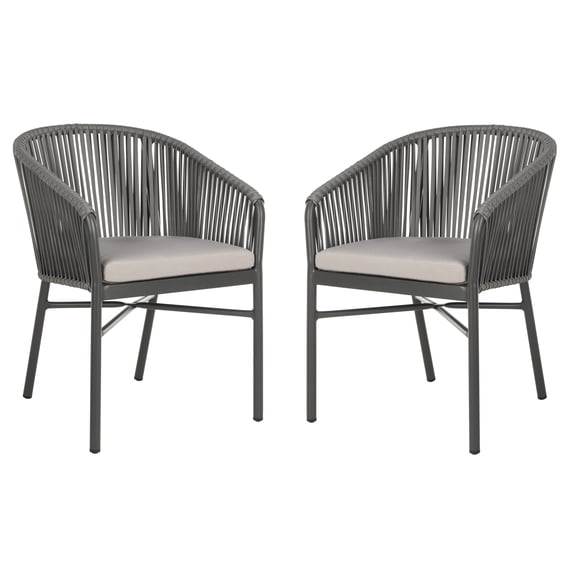SAFAVIEH Matteo Stackable Outdoor Patio Rope Chair, Grey, Set of 2