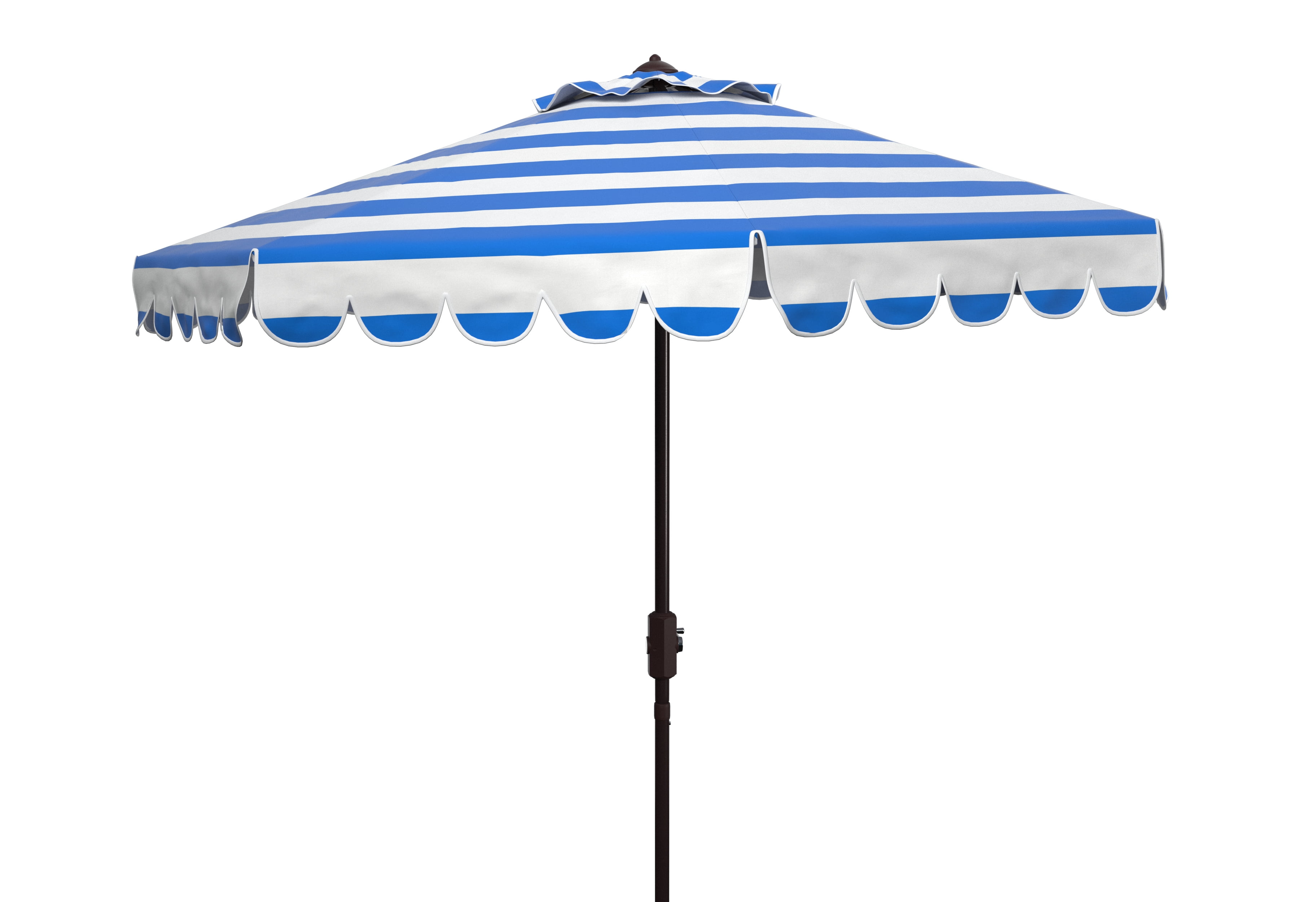 SAFAVIEH Maui 9' Market Crank Striped Tilt Patio Umbrella, Pacific Blue Stripe