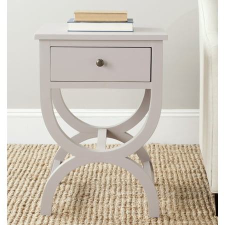 SAFAVIEH Maxine Solid Nightstand with Storage Drawer, Quartz Grey