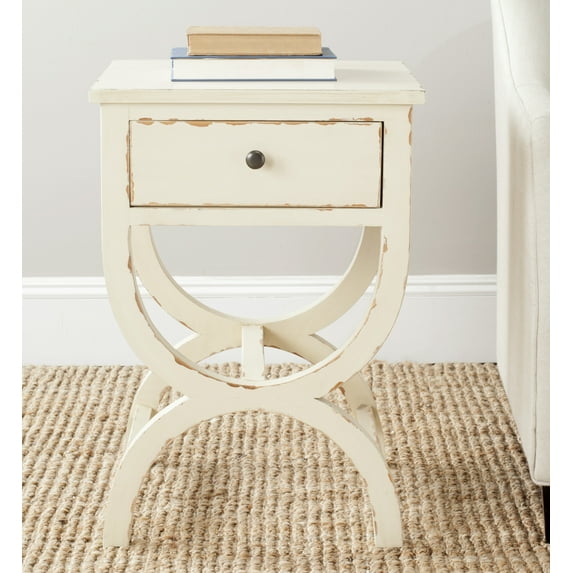 SAFAVIEH Maxine Solid Nightstand with Storage Drawer, Vintage Cream