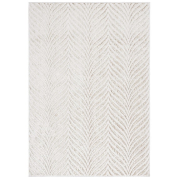 SAFAVIEH Maya Addison Wavy Striped Area Rug, Ivory/Beige, 5'3" x 7'6"