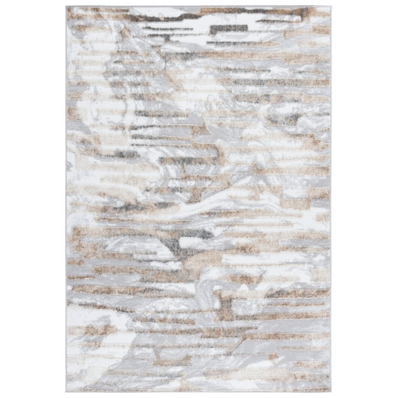 SAFAVIEH Maya Eileen Abstract Area Rug, Ivory/Grey Beige, 5'3" x 7'6"
