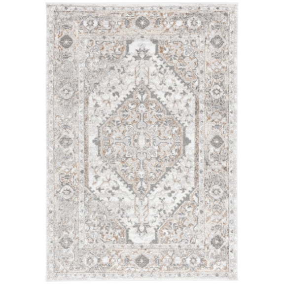 SAFAVIEH Maya Laura Medallion Area Rug, Ivory/Gray Beige, 5'3" x 7'6"