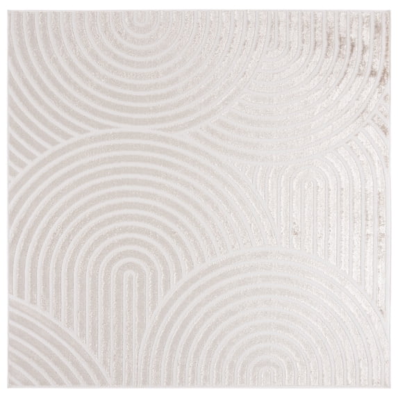 SAFAVIEH Maya Musa Geometric Area Rug, Taupe/Ivory, 6'7" x 6'7" Square