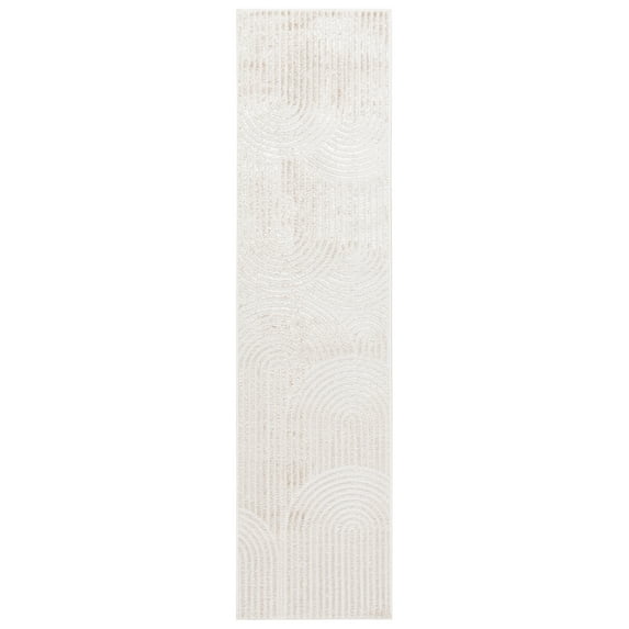 SAFAVIEH Maya Musa Geometric Runner Rug, Taupe/Ivory, 2' x 8'