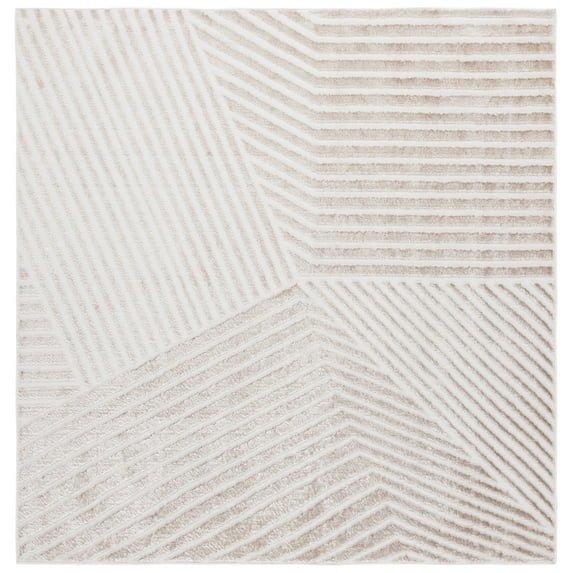 SAFAVIEH Maya Sheldon Geometric Striped Area Rug, Ivory, 6'7" x 6'7" Square