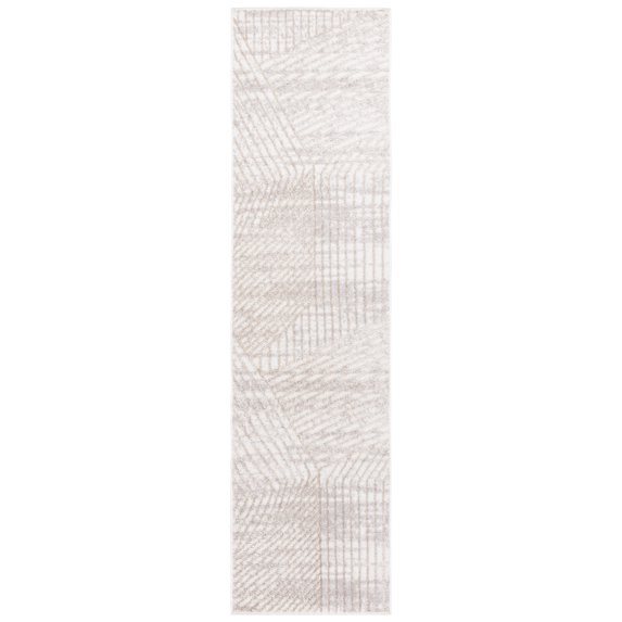 SAFAVIEH Maya Sheldon Geometric Striped Runner Rug, Ivory/Beige, 2' x 8'