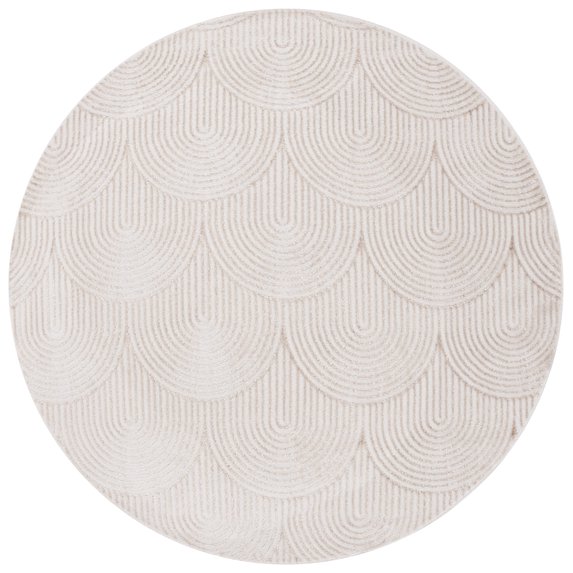 SAFAVIEH Maya Tamzen Geometric Area Rug, Ivory/Beige, 6'7" x 6'7" Round