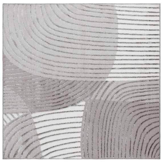 SAFAVIEH Maya Thalia Geometric Area Rug, Ivory/Grey, 6'7" x 6'7" Square
